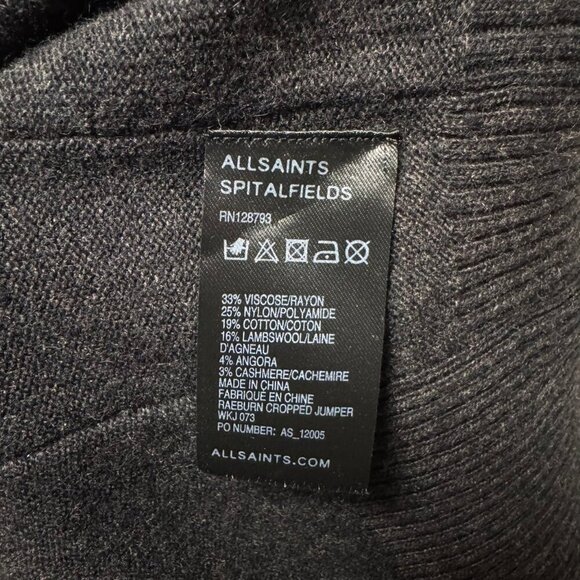 All Saints Sweater Sz.6 Dark Brown Knit Cold Shoulder Grunge Off Shoulder Y2K - Picture 9 of 11